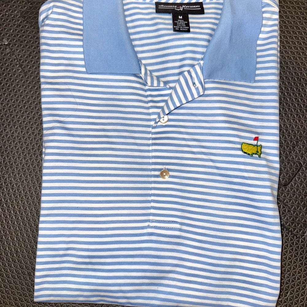 Masters Blue Striped Supima Men's Polo Shirt